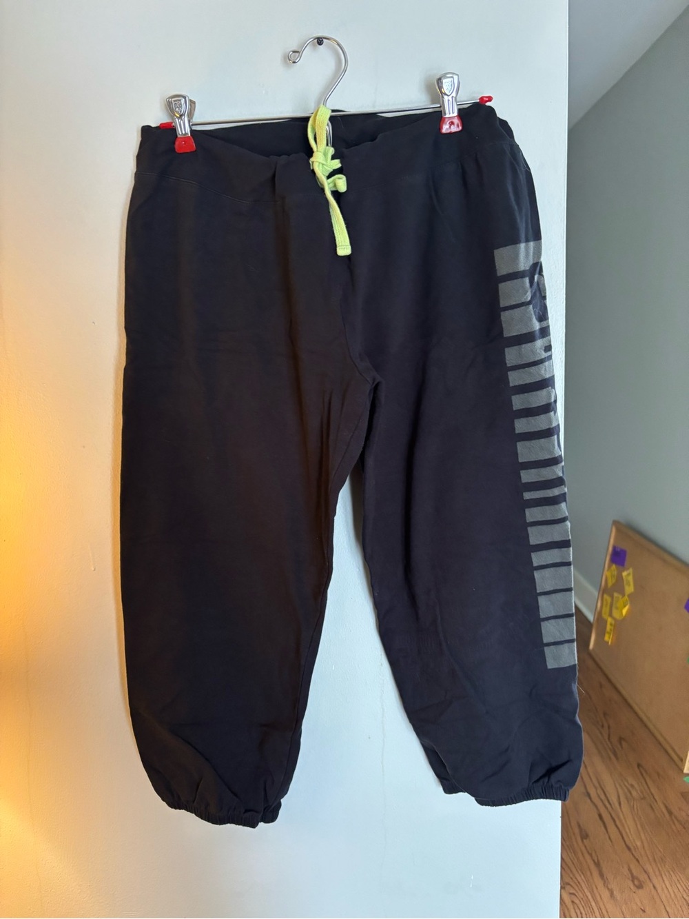 Woman’s Fabletics Black Jogger Pants with Neon Drawstring